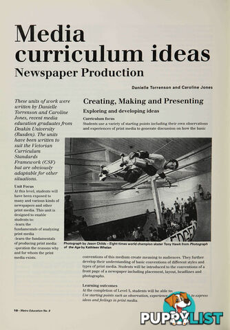 Media Curriculum Ideas: Newspaper Production