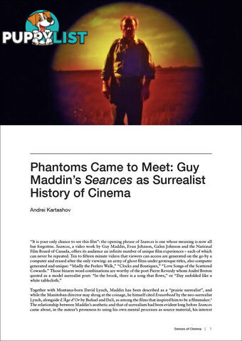 Phantoms Came to Meet: Guy Maddin's 'Seances' as Surrealist History of Cinema