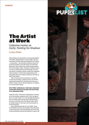 The Artist at Work: Catherine Hunter on 'Quilty: Painting the Shadows'