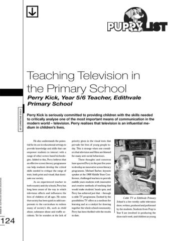 Teaching Television in the Primary School: Perry Kick, Year 5/6 Teacher, Edithvale Primary School