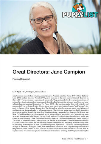 Great Directors: Jane Campion