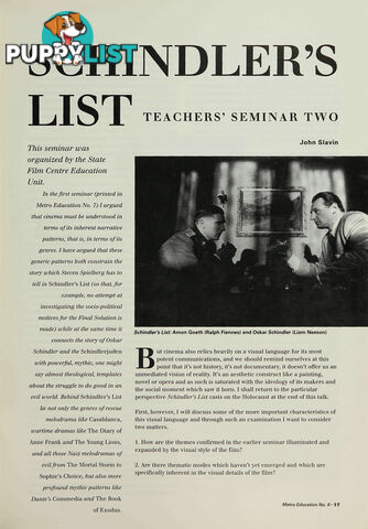 Schindler's List': Teachers' Seminar Two