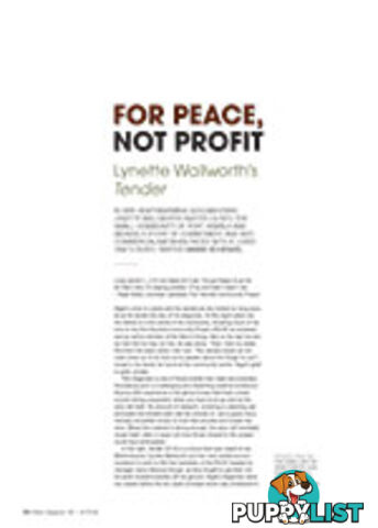 For Peace, not Profit: Lynette Wallworth's Tender