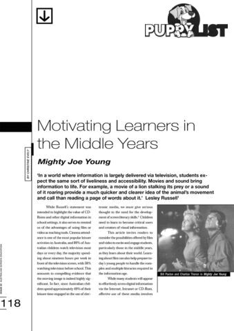 Motivating Learners in the Middle Years: 'Mighty Joe Young'