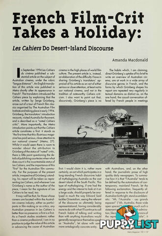 French Film-Crit Takes a Holiday: 'Les Cahiers' Do Desert-island Discourse