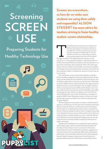 Screening Screen Use: Preparing Students for Healthy Technology Use