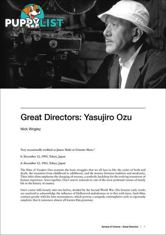 Great Directors: Yasujiro Ozu