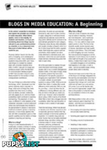 Blogs in Media Education: A Beginning