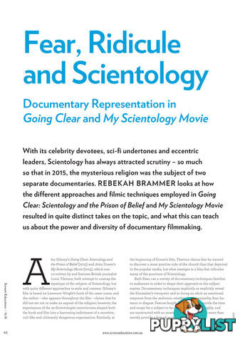 Fear, Ridicule and Scientology: Documentary Representation in 'Going Clear' and 'My Scientology Movie'