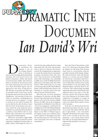 Dramatic Interpretation and Documentary Fact: Ian David's Writing for Television