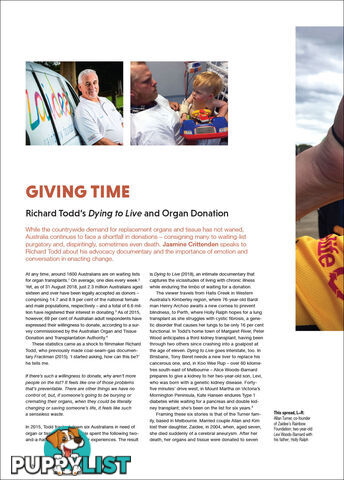 Giving Time: Richard Todd's 'Dying to Live' amd Organ Donation