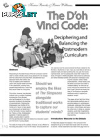 The D'oh Vinci Code: Deciphering and Balancing the Postmodern Curriculum