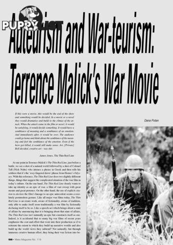 Auteurism and War-teurism: Terrence Malick's War Movie