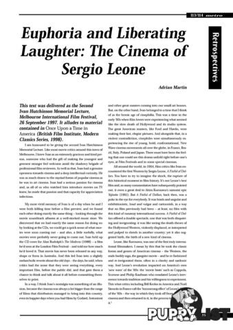 Euphoria and Liberating Laughter: The Cinema of Sergio Leone