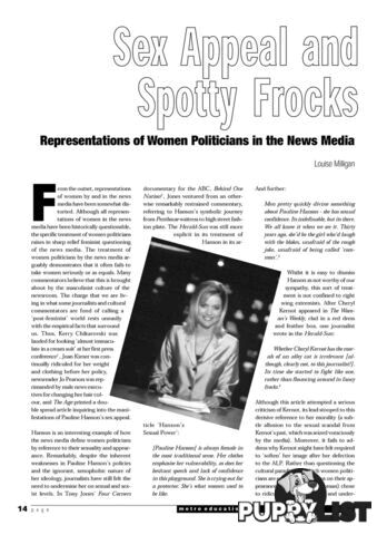 Sex Appeal and Spotty Frocks: Representations of Women Politicians in the News Media