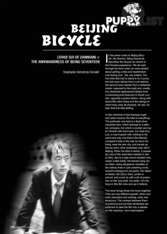 Beijing Bicycle' (Shiqi Sui De Dannian), or the Awkwardness of Being Seventeen