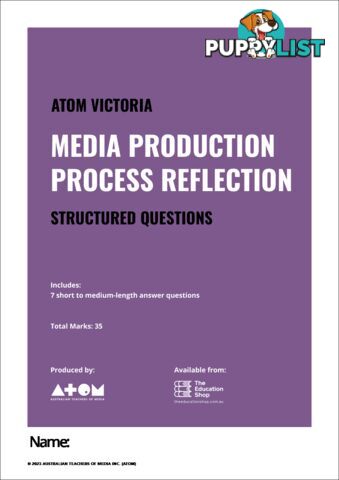 2023  Media Production Process Reflection Structured Questions SAC for VCE Media Units 3&4