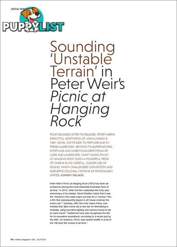 Sounding 'Unstable Terrain' in Peter Weir's 'Picnic at Hanging Rock'