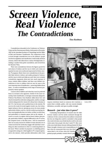 Screen Violence, Real Violence: The Contradictions