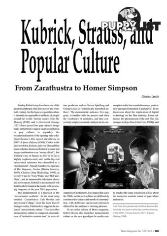 Kubrick, Strauss, and Popular Culture: From Zarathustra to Homer Simpson