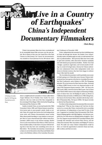 We Live in a Country of Earthquakes': China's Independent Documentary Filmmakers