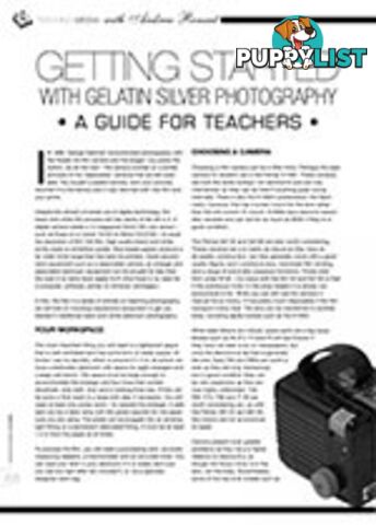 Getting Started with Gelatin Silver Photography: A Guide for Teachers