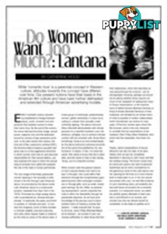 Do Women Want Too Much?: Lantana