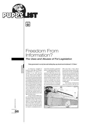 Freedom from Information? The Uses and Abuses of Fol Legislation