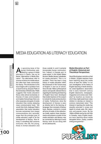 Media Education as Literacy Education