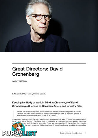 Great Directors: David Cronenberg