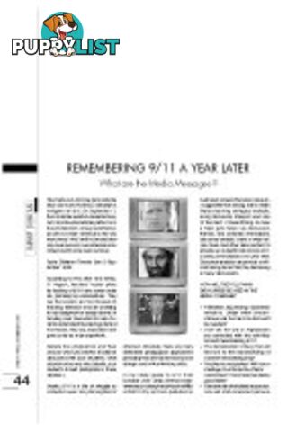 Remembering 9/11 A Year Later - What are the Media Messages?