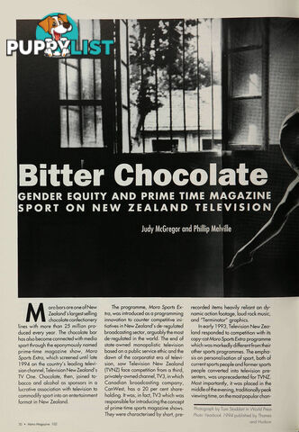 Bitter Chocolate: Gender Equity and Prime Time Magazine Sport on New Zealand Television