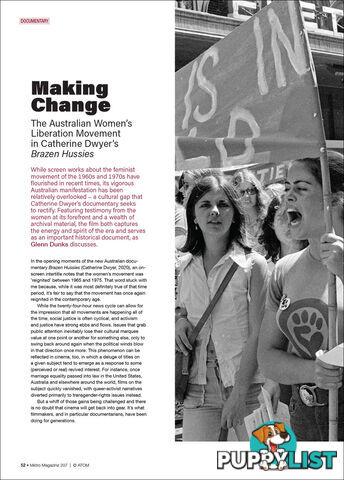 Making Change: The Australian Women's Liberation Movement in Catherine Dwyer's 'Brazen Hussies'