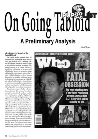 On Going Tabloid: A Preliminary Analysis