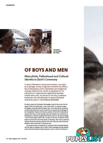 Of Boys and Men: Masculinity, Fatherhood and Cultural Identity in 'Zach's Ceremony'