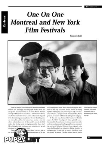 One on One Montreal and New York Film Festivals