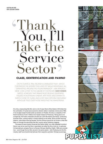 Thank You, I'll Take the Service Sector': Class, Gentrification and Pawno