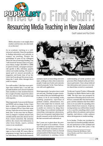 Where to Find Stuff: Resourcing Media Teaching in New Zealand