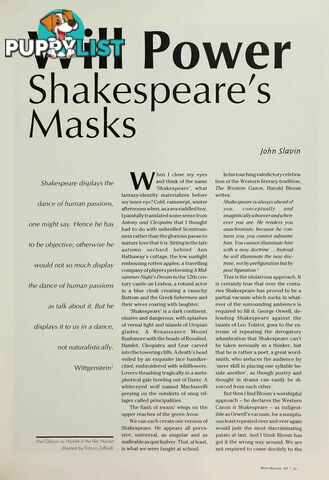 Will Power: Shakespeare's Masks