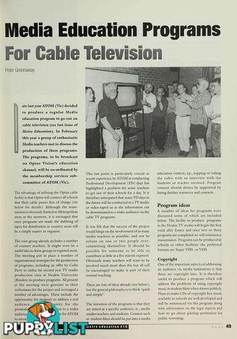 Media Education Programs for Cable Television