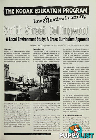 Smith Street Collingwood: A Local Environment Study: A Cross Curriculum Approach