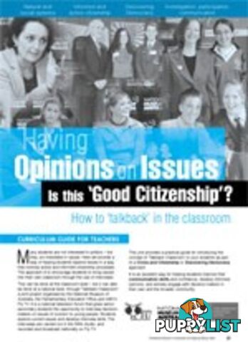 Having opinions on issues - Is it good citizenship? The 'Talkback' classroom case study