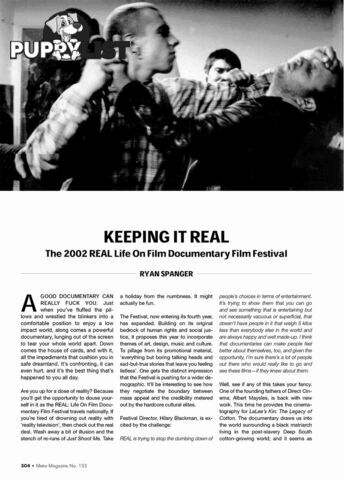 Keeping It Real: The 2002 REAL Life on Film Documentary Film Festival