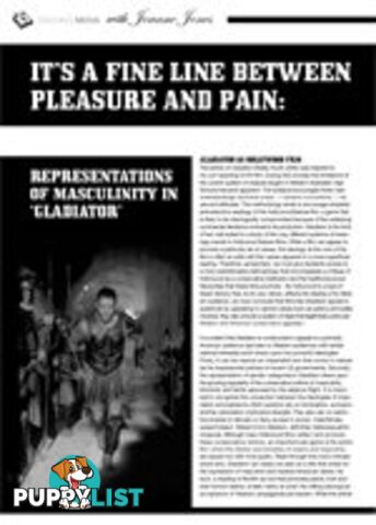 It's a Fine Line Between Pleasure and Pain: Representations of Masculinity in Gladiator