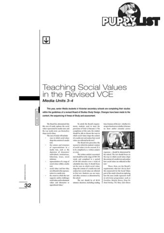 Teaching Social Values in the Revised VCE Media Units 3-4