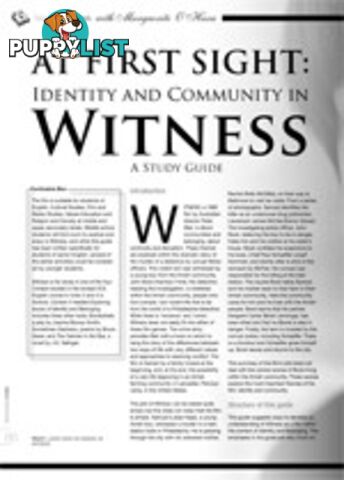 At First Sight: Identity and Community in Witness. A Study Guide