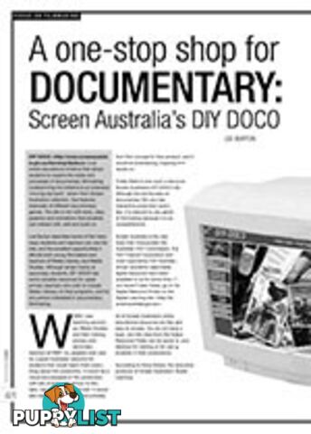 A One-stop Shop for Documentary: Screen Australia's DIY Doco