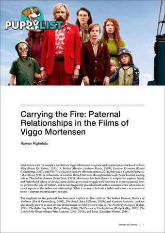 Carrying the Fire: Paternal Relationships in the Films of Viggo Mortensen