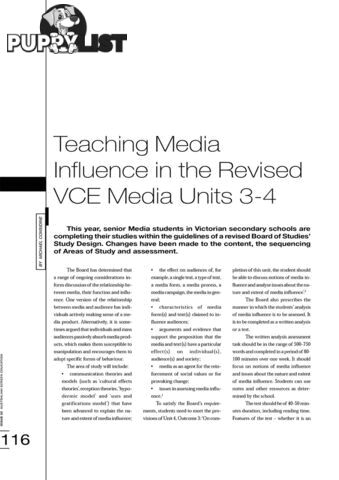 Teaching Media Influence in the Revised VCE Media Units 3-4