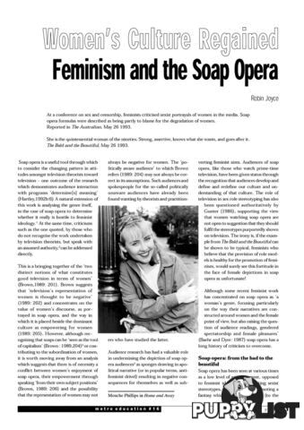 Women's Culture Regained: Feminism and the Soap Opera